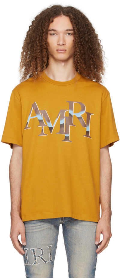 Amiri Orange Staggered Chrome T-shirt In Chai Tea