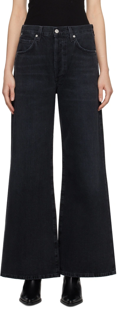 CITIZEN OF HUMANITY BLACK BEVERLY SLOUCH BOOT JEANS
