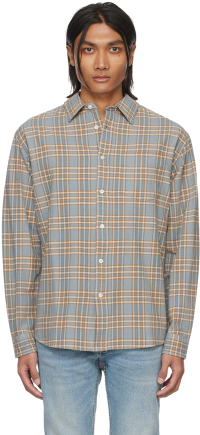 Nudie Jeans Filip Prairie Checked Organic Cotton-flannel Shirt In Blue