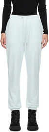 Moncler Logo Patch Cotton Fleece Sweatpants In 70s Light Blue