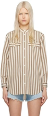 Frame Cotton Striped Shirt In Mocha Multi