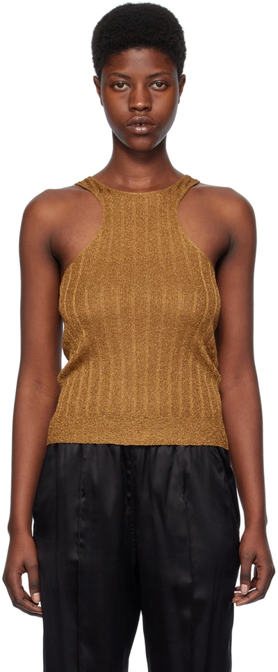 Tom Ford Gold Racer Back Tank Top In Xgokb Dark Gold