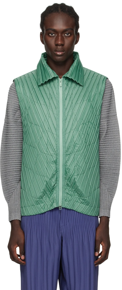 Issey Miyake Green Padded Pleats Vest In 62-green