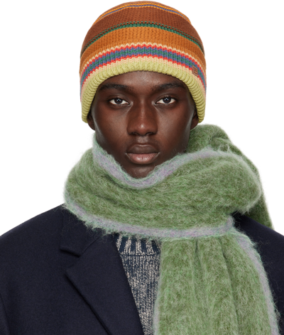 Acne Studios Multicolor Stripe Knit Beanie In Dki Cinnamon/multi