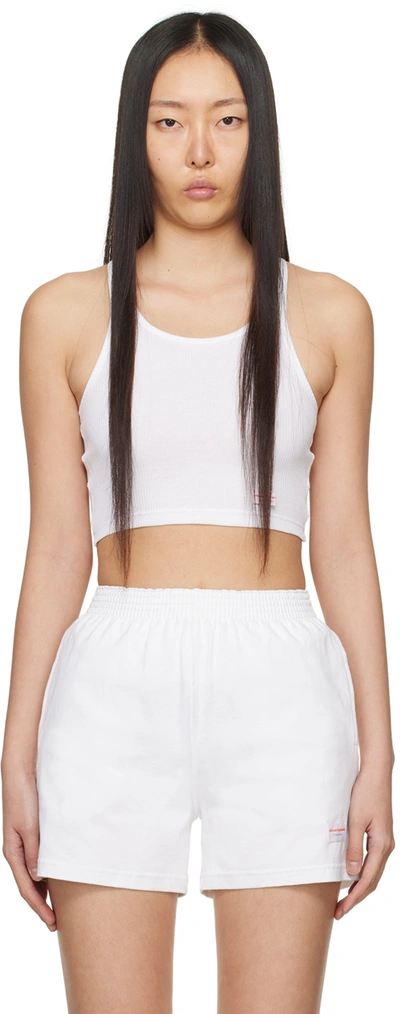Alexander Wang White Cropped Tank Top In 100 White