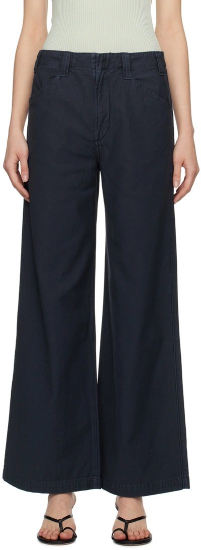 Citizens Of Humanity Navy Paloma Trousers In Washed Marine (navy)