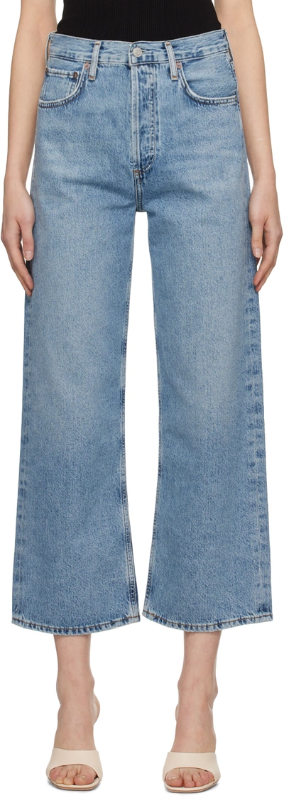 Agolde Cropped Wide-leg Jeans In Blue