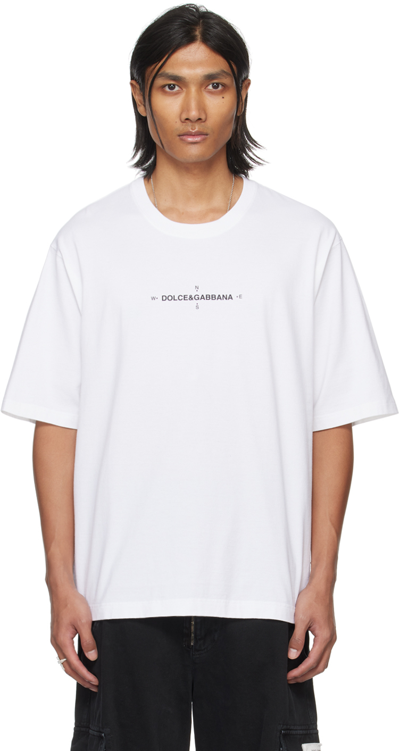 Dolce & Gabbana Short-sleeved Marina-print T-shirt In White
