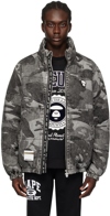 AAPE BY A BATHING APE BLACK GRAPHIC DOWN JACKET