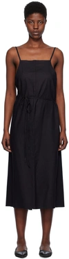 BASERANGE BLACK YUMI APRON MIDI DRESS