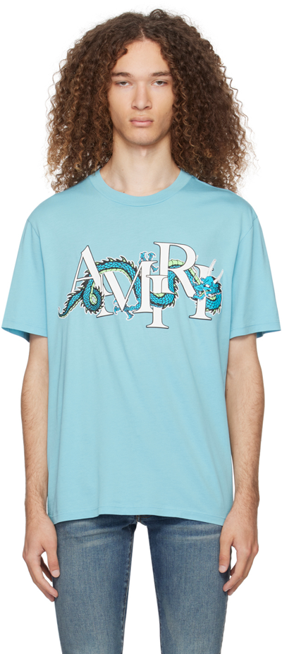 Amiri Blue Cny Dragon T-shirt In Air Blue