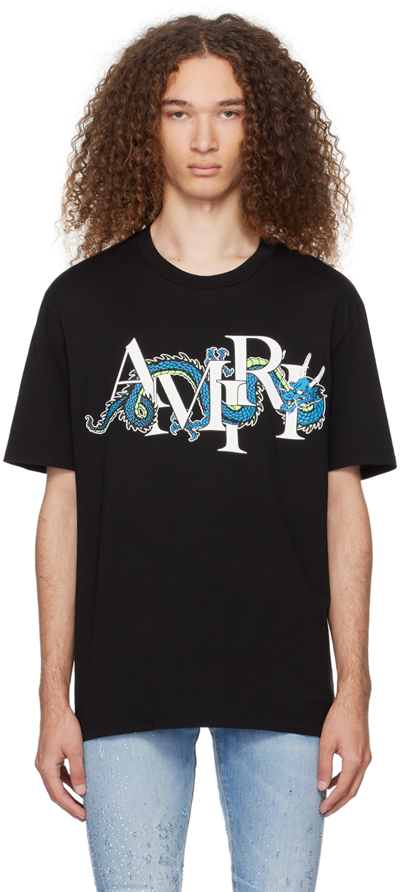 Amiri Mens Black Dragon Branded-print Cotton-jersey T-shirt