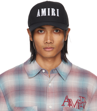 AMIRI BLACK LOGO TRUCKER HAT