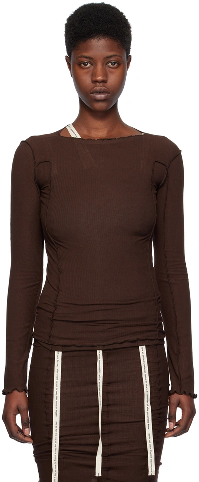 Baserange Brown Omata Long Sleeve T-shirt In Tactile