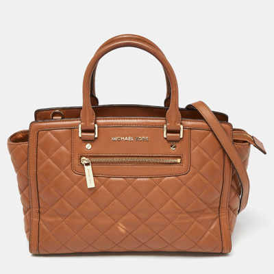 Pre-owned Michael Michael Kors Brown Quilted Leather Selma Satchel