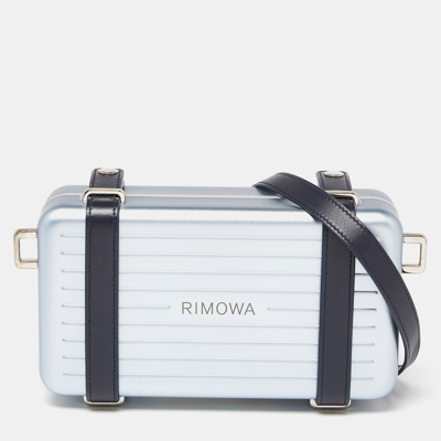 Pre-owned Dior X Rimowa Blue Aluminum And Leather Personal Clutch Bag