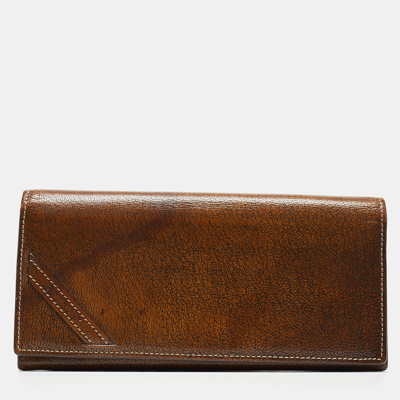 Pre-owned Givenchy Brown Leather Continental Wallet
