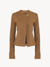 CHLOÉ COLLARLESS FITTED JACKET BROWN SIZE 8 100% LAMBSKIN