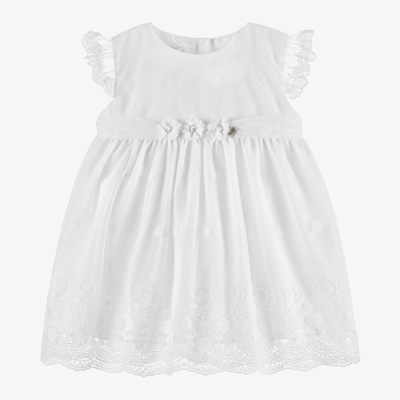 Artesania Granlei Baby Girls White Tulle Lace Dress