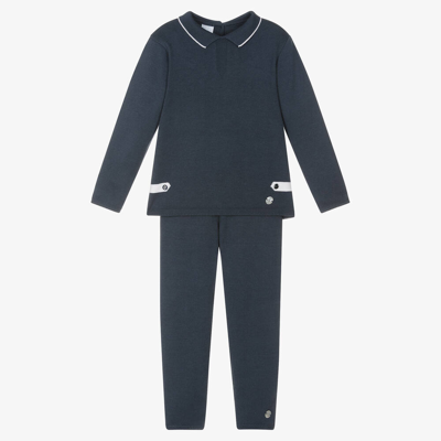 Artesania Granlei Babies' Boys Navy Blue Knitted Trouser Set