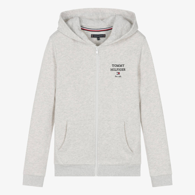 Tommy Hilfiger Teen Boys Grey Cotton Zip-up Hoodie