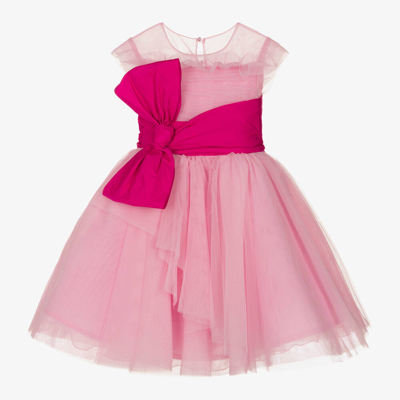 Marchesa Couture Kids' Girls Pink Tulle Bow Dress
