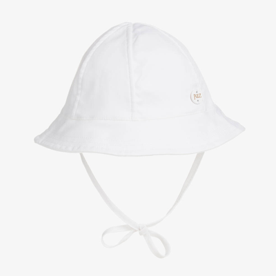 Paz Rodriguez Babies' White Cotton Twill Hat