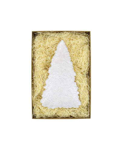 Vietri Lastra Holiday Figural Tree Small Platter In White