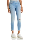 MOTHER LOOKER STEP WOMENS FRAYED DISTRESSED ANKLE JEANS