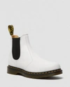 DR. MARTENS' 2976 YELLOW STITCH SMOOTH LEATHER CHELSEA BOOTS IN WHITE SMOOTH