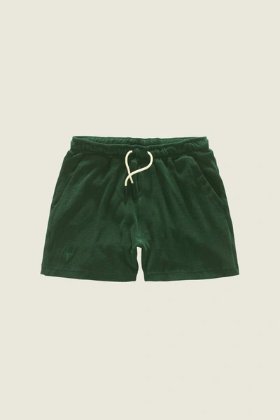 Oas Green Terry Shorts In Dark Green-50