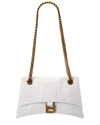 Balenciaga Crush Small Croc-effect Leather Shoulder Bag In White
