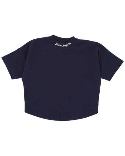 Palm Angels Kids' Logo Cotton Jersey T-shirt In Blue