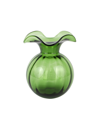 Vietri Hibiscus Glass Medium Fluted Vase In Green