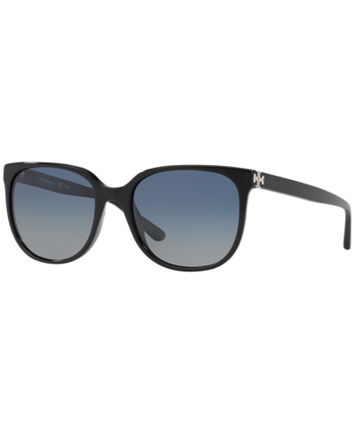 Tory Burch Polarized Sunglasses, Ty7106 57 In Black,blue Gradient Polar