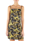 Versace Jeans Couture Logo Print Sleeveless Minidress In Gold