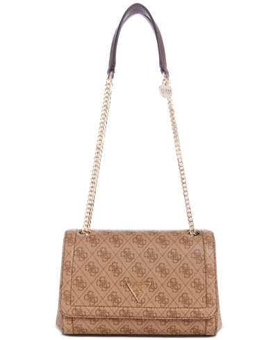 Guess Noelle Small Convertible Crossbody In Latte Logo