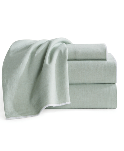 Dkny Pure Washed Linen Cotton 4-pc. Sheet Set, California King In Sage