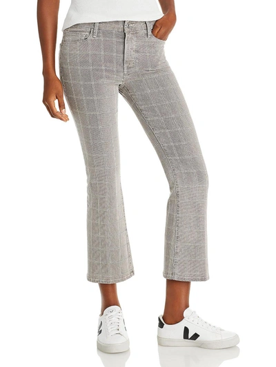 Frame Womens Plaid Bootcut Cropped Jeans In Grey