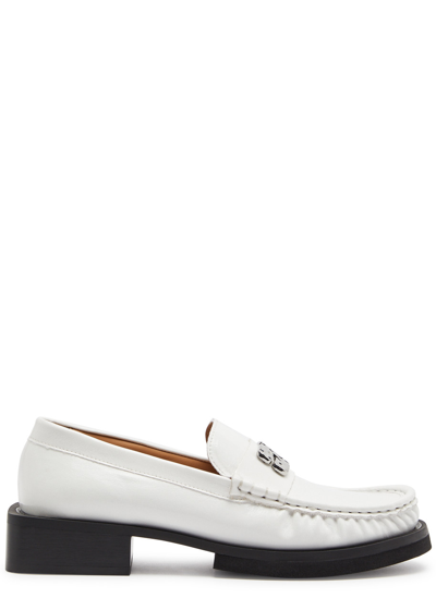 Ganni Butterfly 40 Leather Loafers In White