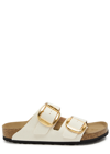 Birkenstock Arizona Big Buckle Leather Slides With Buckle In Cream