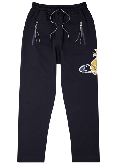 Vivienne Westwood Time Machine Logo Cotton Sweatpants In Navy