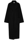 Totême Drop-shoulder Ribbed-knit Cardigan In Black