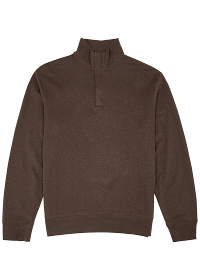 Polo Ralph Lauren Herringbone Half-zip Jersey Sweatshirt In Brown