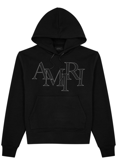 Amiri Logo Hooded Cotton Sweatshirt In Black
