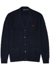 Polo Ralph Lauren Cable-knit Cotton Cardigan Man Cardigan Navy Blue Size Xxl Cotton