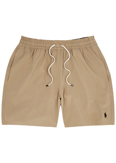 Polo Ralph Lauren Logo-embroidered Shell Swim Shorts In Beige
