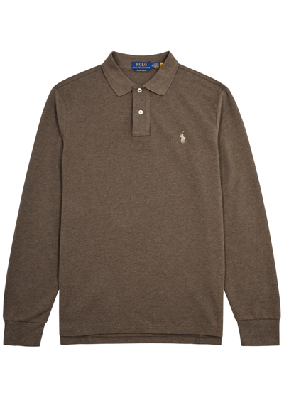 Polo Ralph Lauren Logo-embroidered Cotton-piqué Polo Shirt In Brown