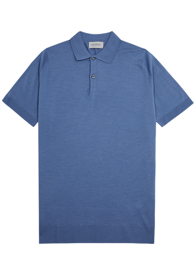 John Smedley Payton Wool Polo Shirt In Blue