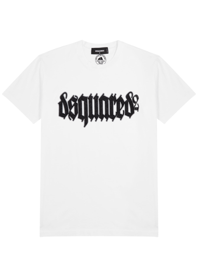 Dsquared2 Cotton D2 Gothic Loose Fit T-shirt With Rhinestones In White